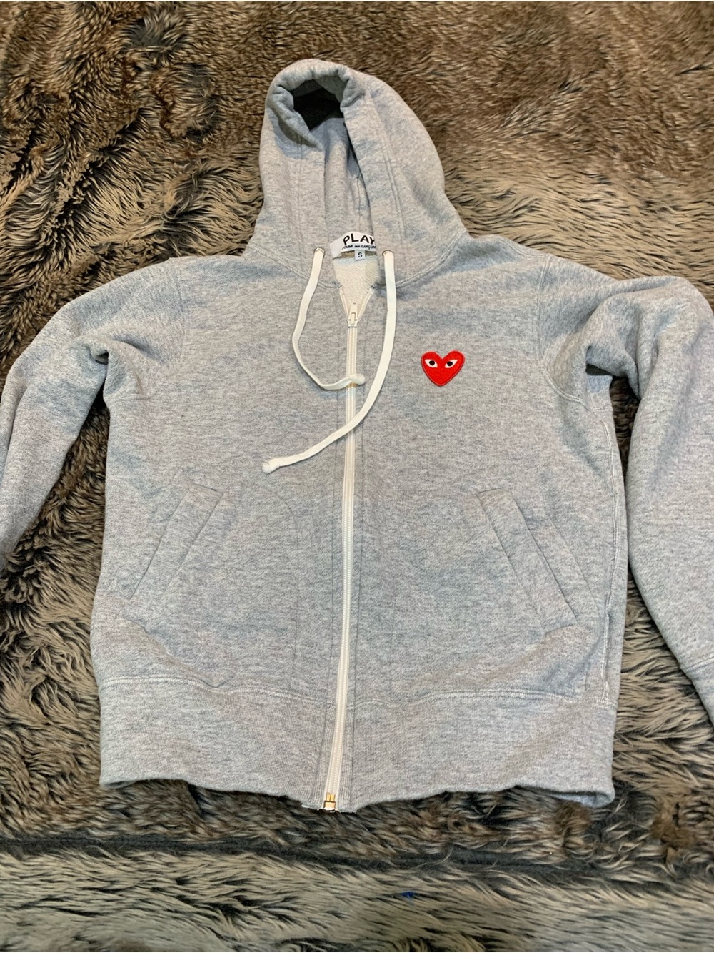 Comme des garçons play zip up hoodie gray Size S